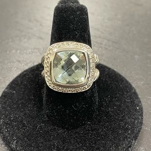 David Yurman Albion Sterling Silver, Prasiolite & Diamond Ring